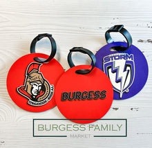 Load image into Gallery viewer, Personalized Sports bag tags | Hockey, Ringette, Baseball, Swimming
